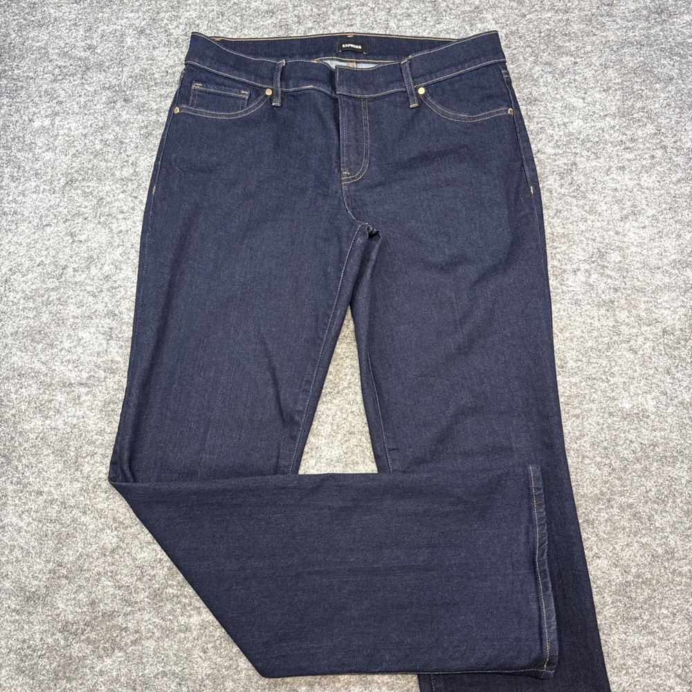 Express Editor Low Rise Bootcut Jeans womens 8R dark wash blue denim casual work